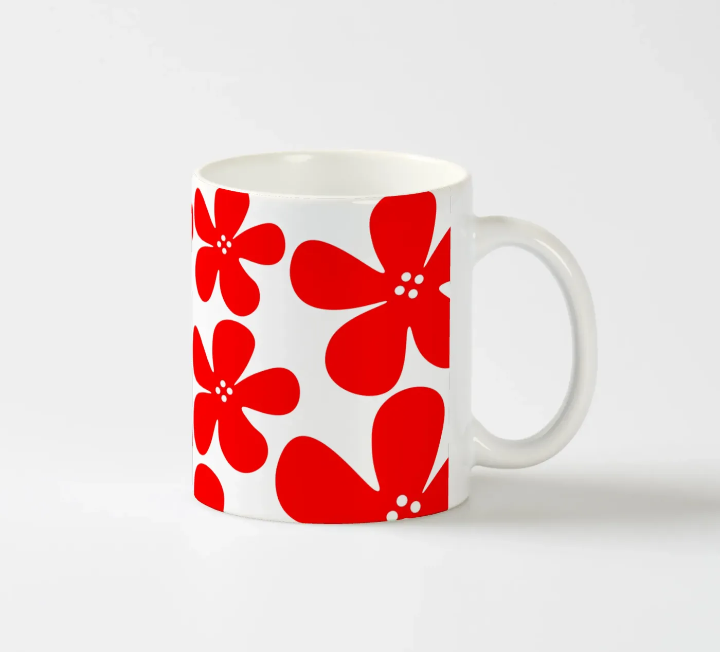 Red flowers pattern ceramic mug by baobabprintstore