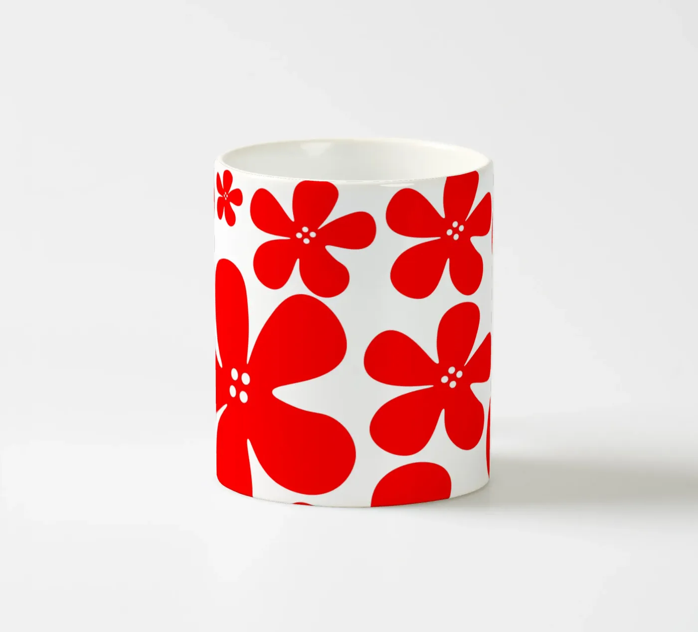 Red flowers pattern ceramic mug by baobabprintstore