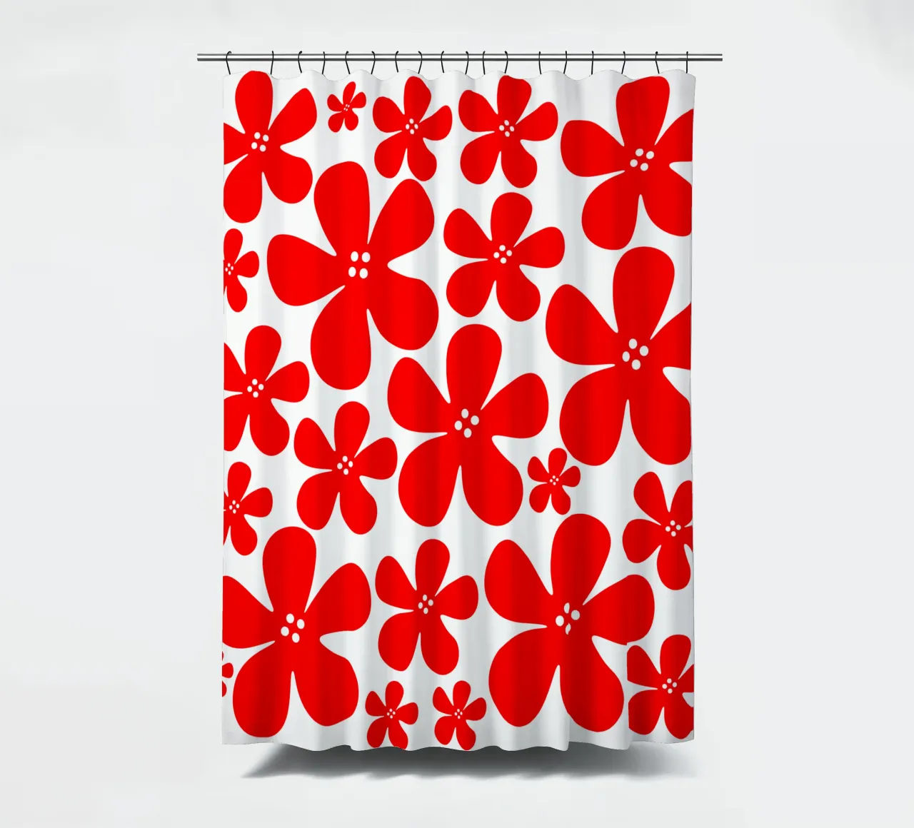 Red flowers pattern tenda da doccia da baobabprintstore