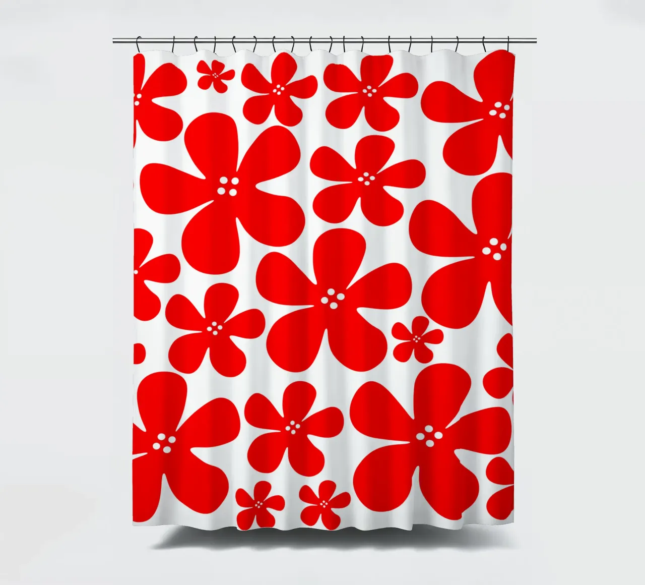 Red flowers pattern tenda da doccia da baobabprintstore