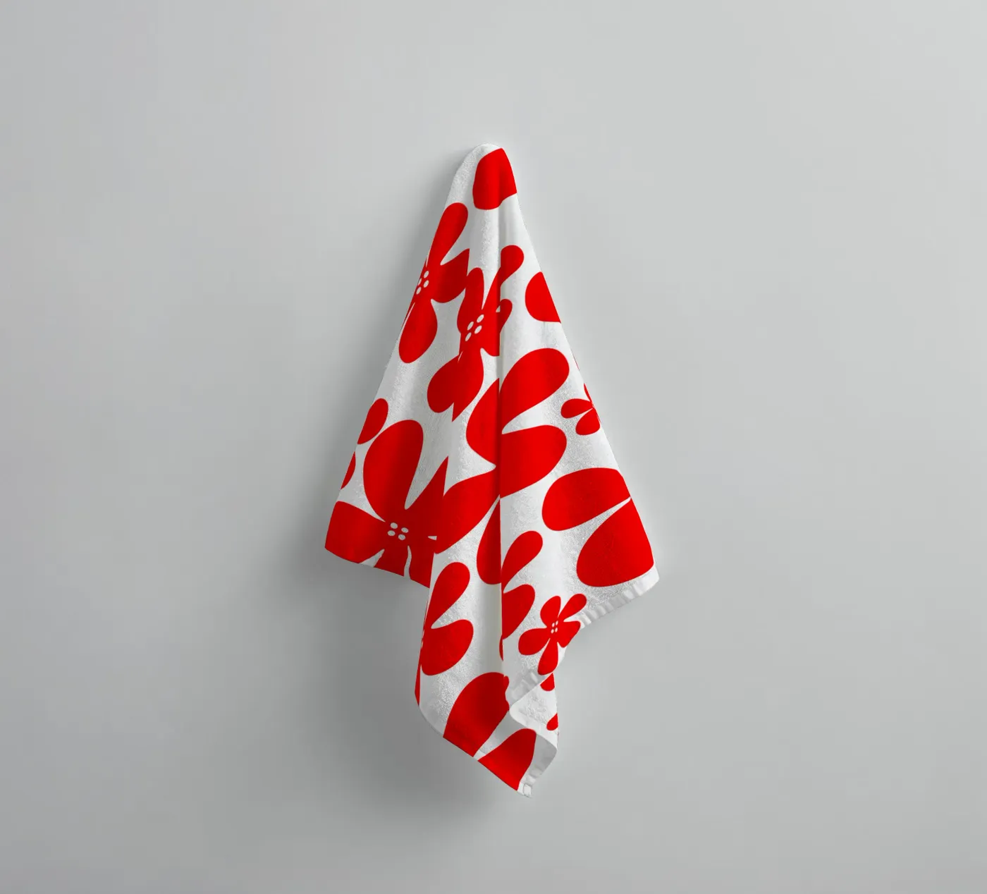 Red flowers pattern badhanddoek van baobabprintstore