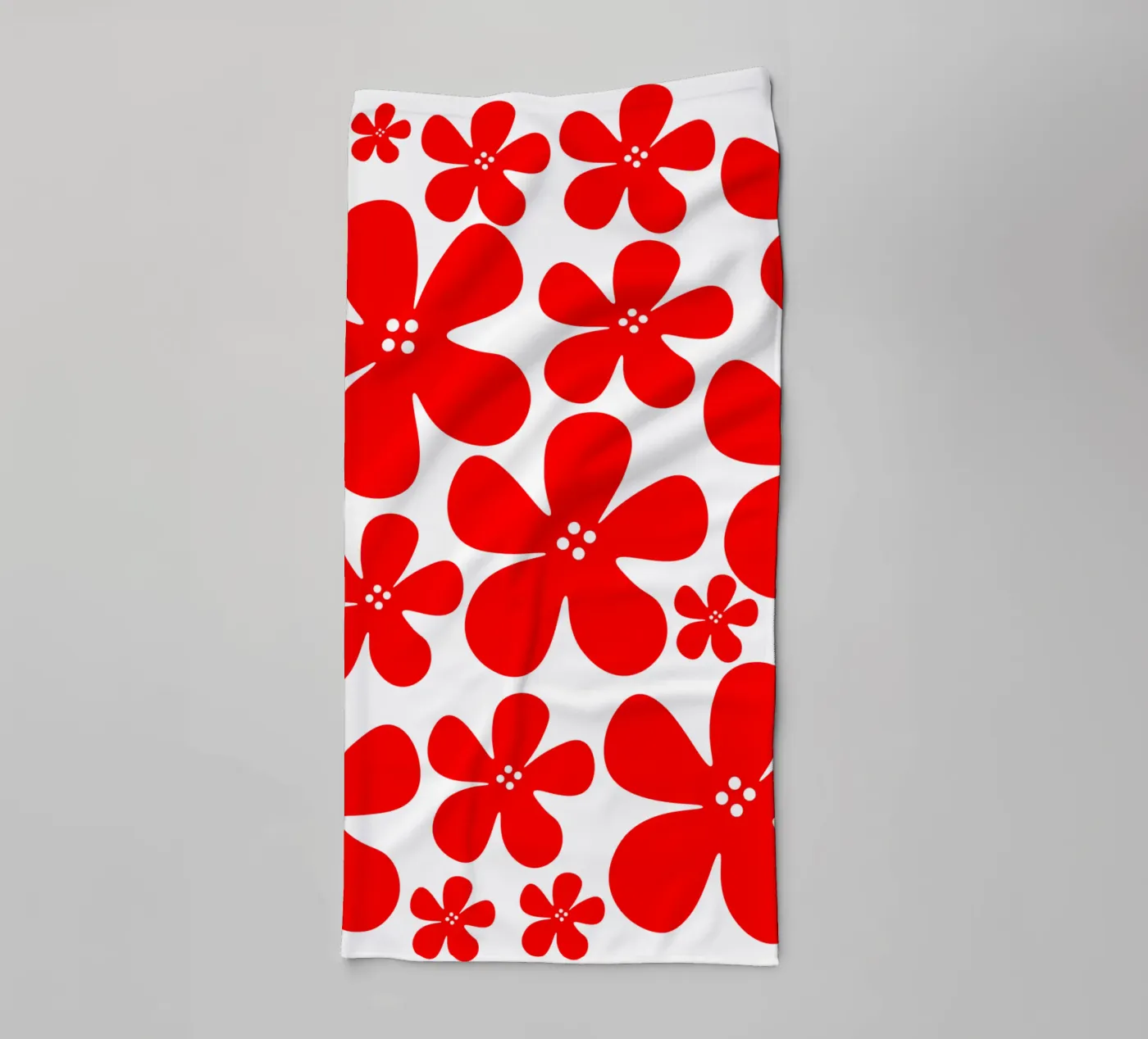 Red flowers pattern badhanddoek van baobabprintstore