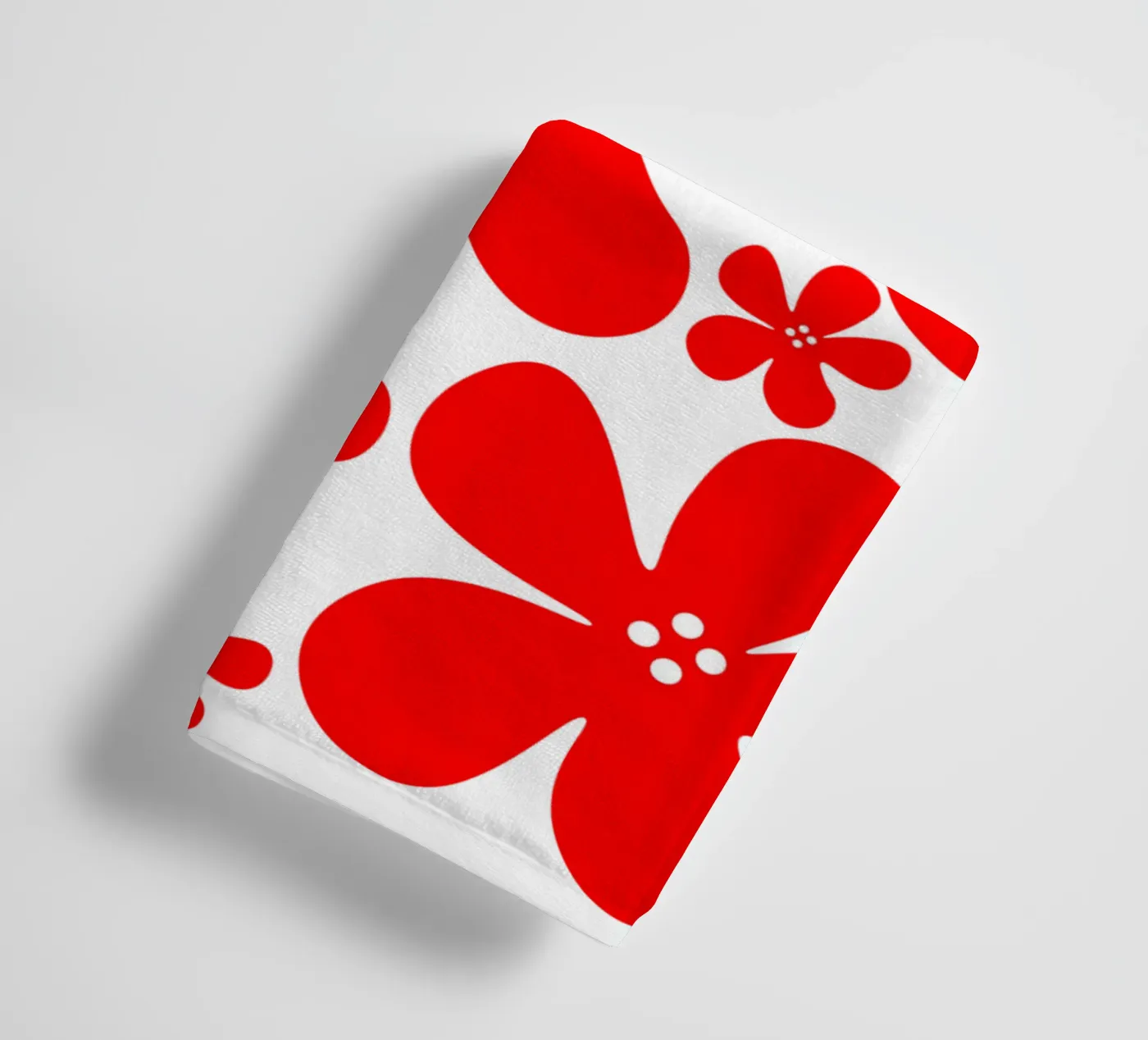 Red flowers pattern badhanddoek van baobabprintstore
