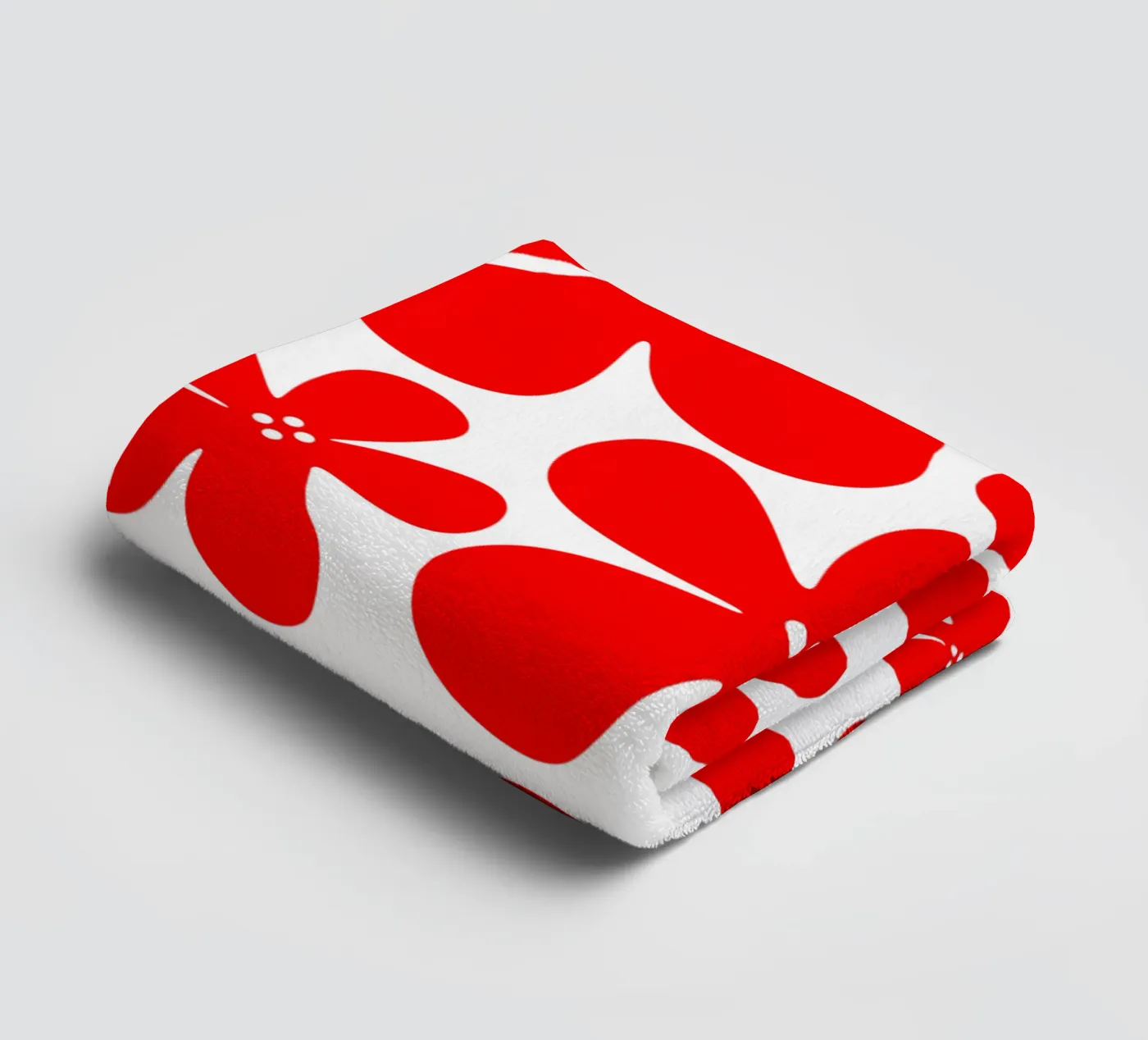 Red flowers pattern badhanddoek van baobabprintstore