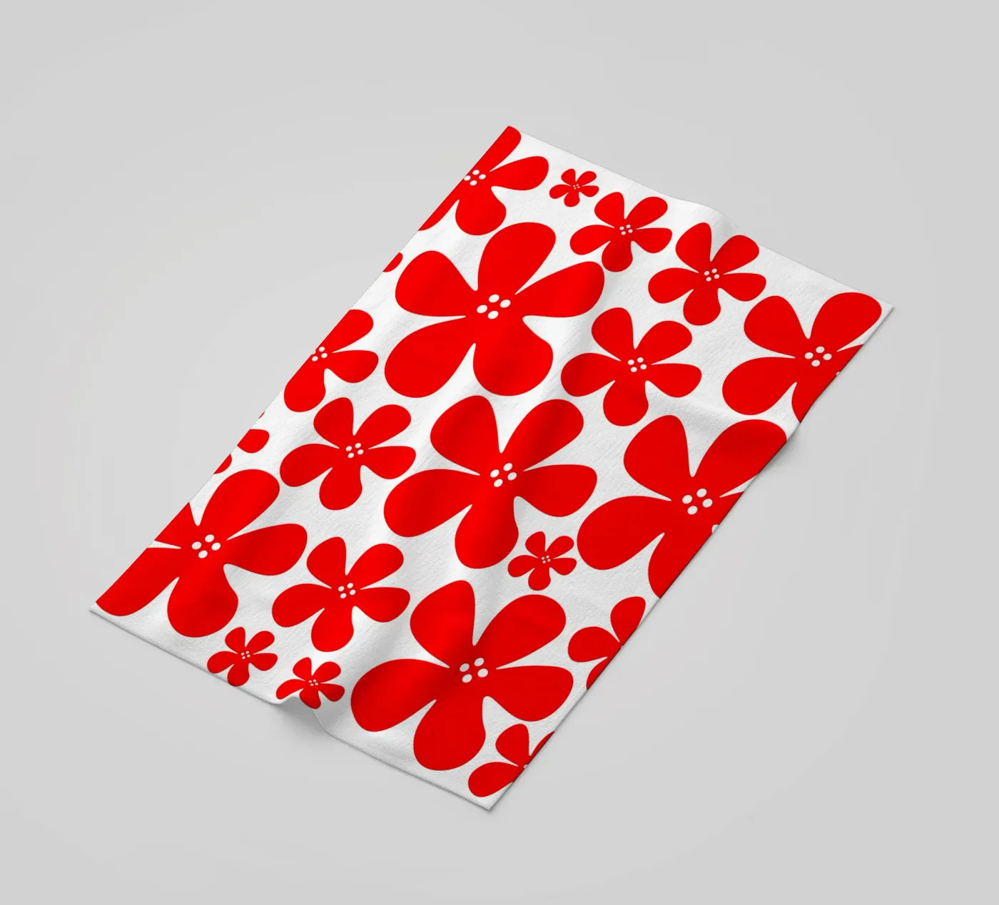 Red flowers pattern telo mare da baobabprintstore
