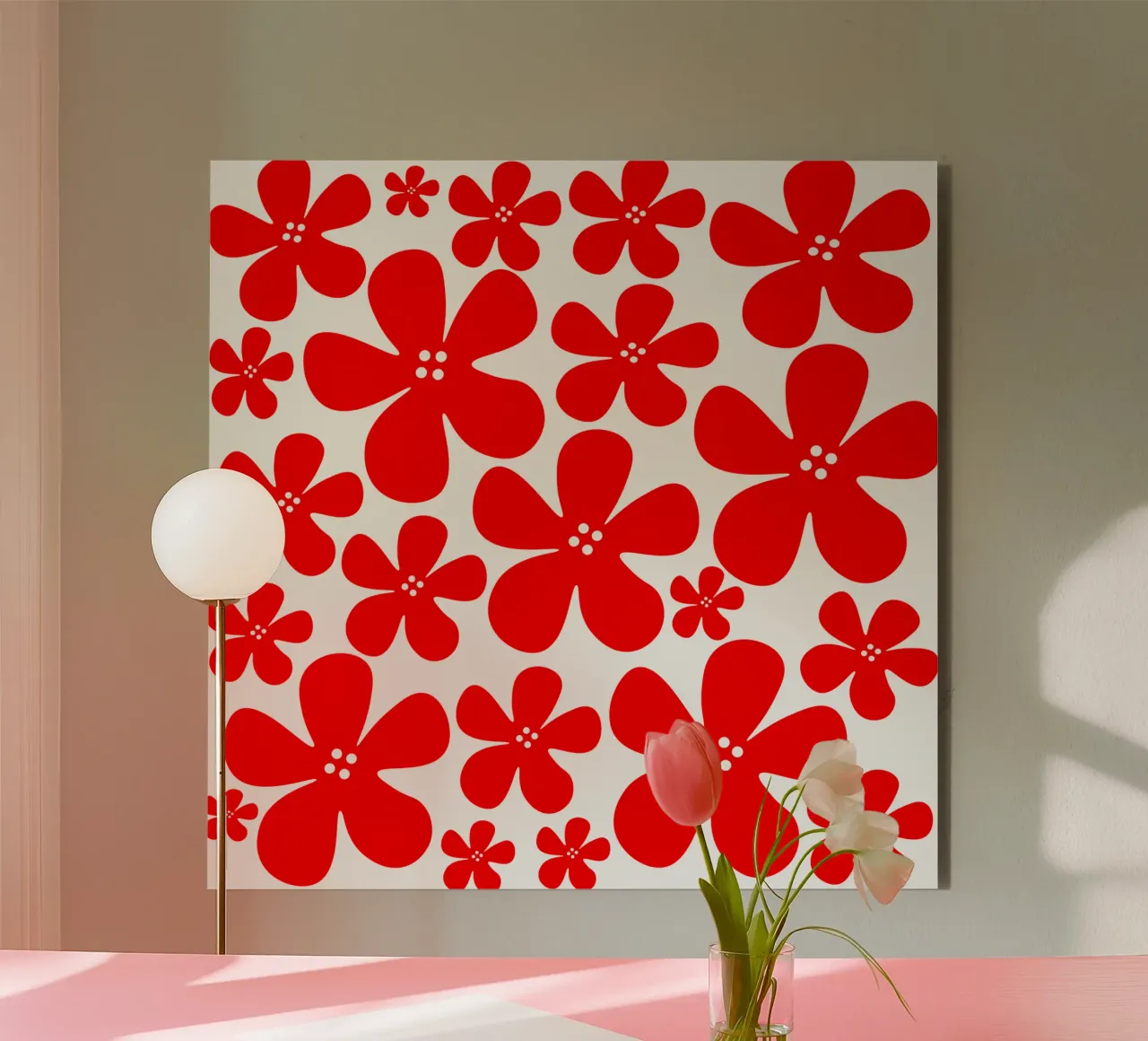 Red flowers pattern forex plate by baobabprintstore