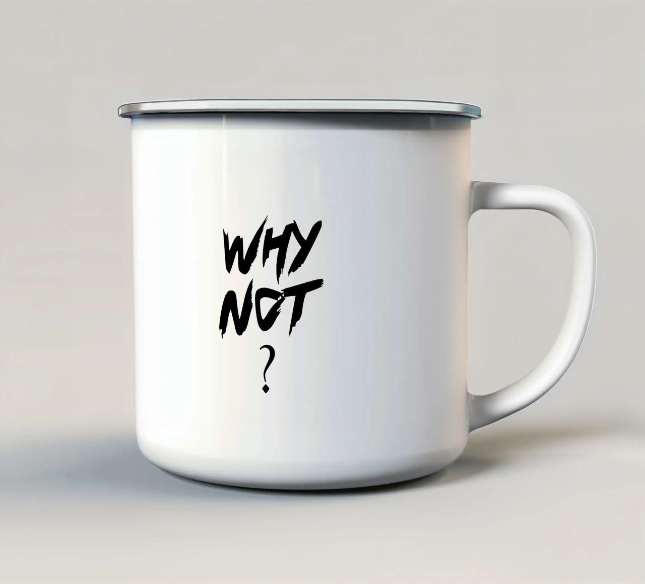 Perché no alla tipografia semplice tazza in smalto da YV TYPOGRAPHY