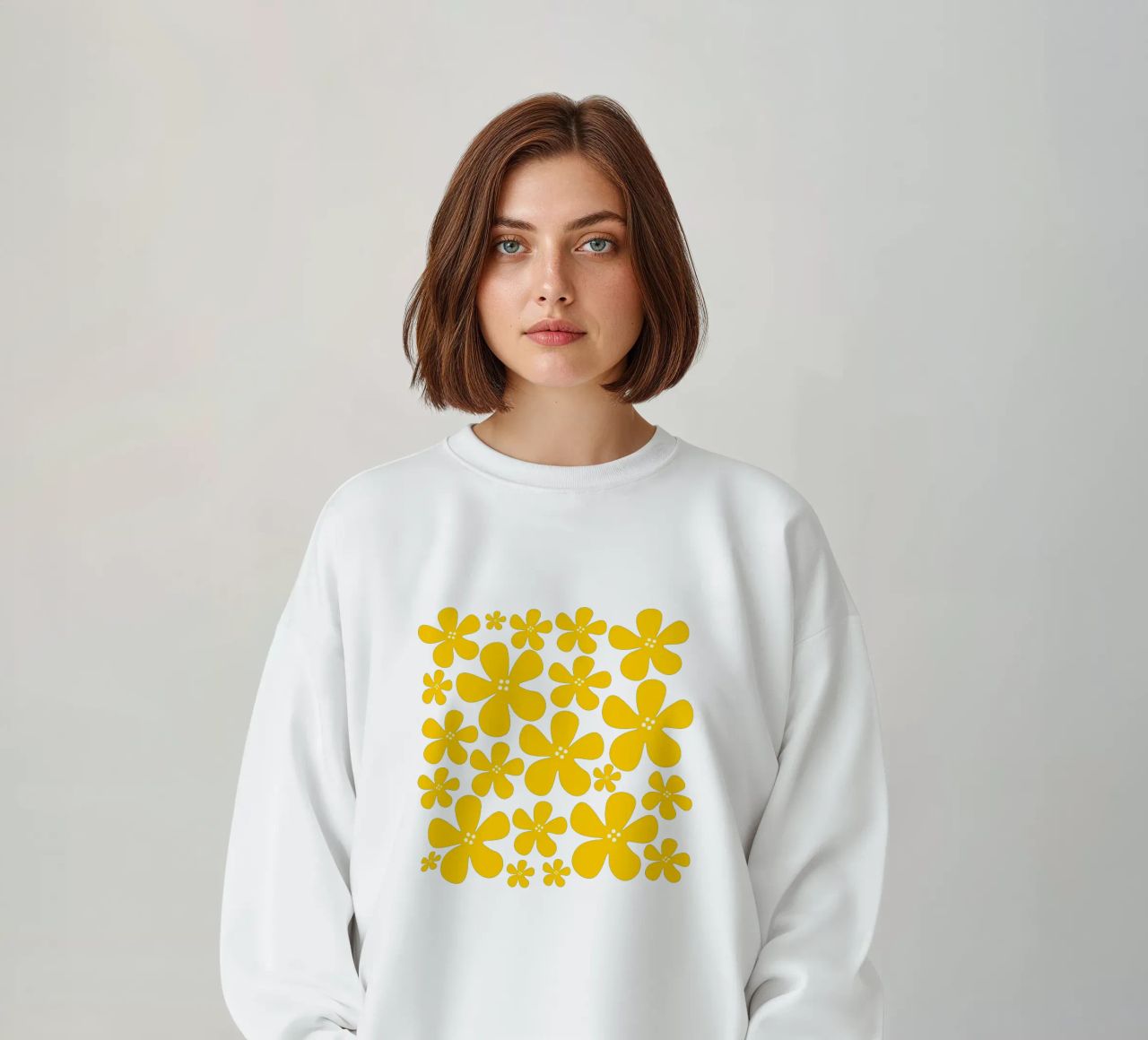 Yellow flowers pattern felpa da baobabprintstore