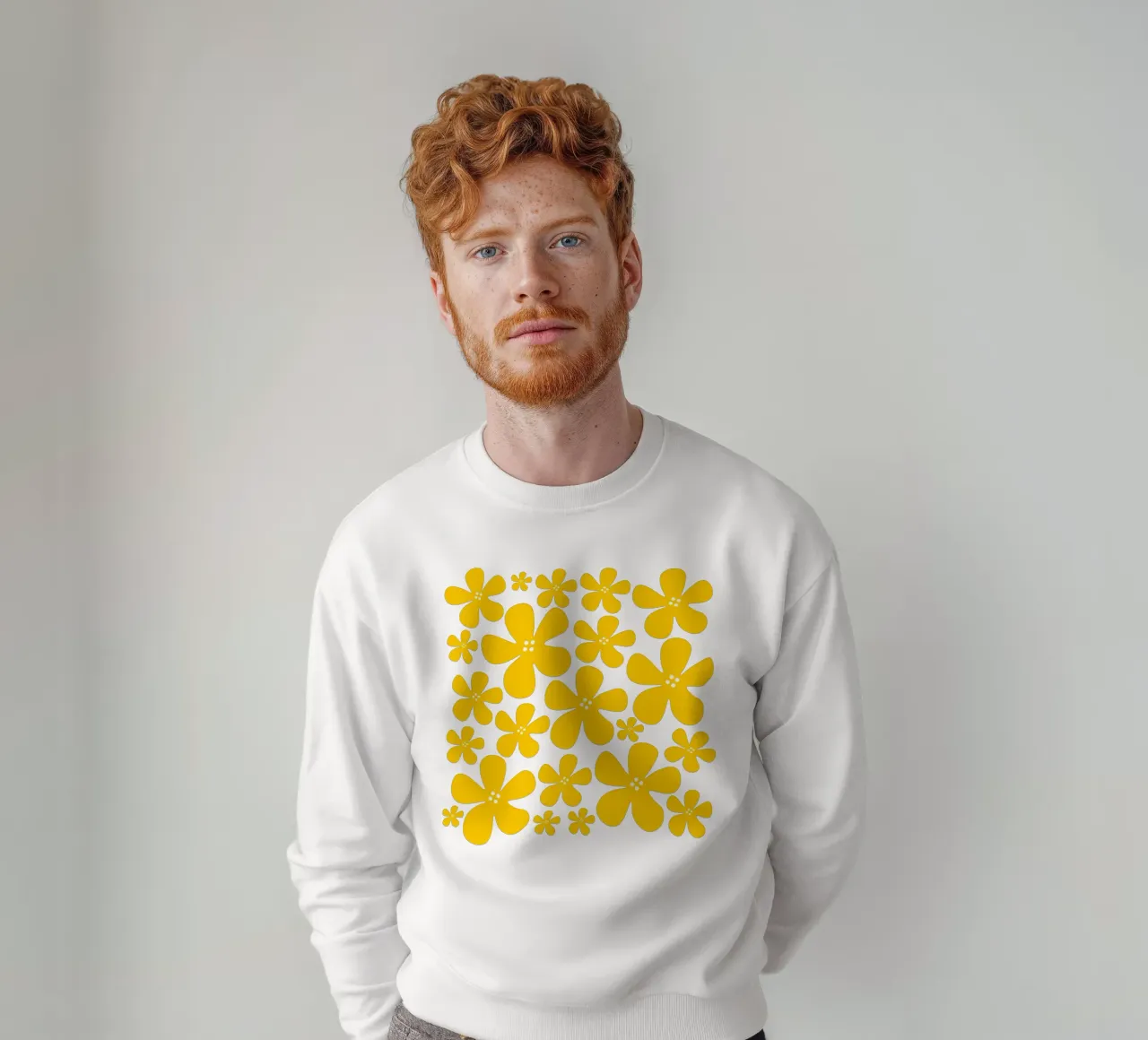Yellow flowers pattern sweatshirt by baobabprintstore