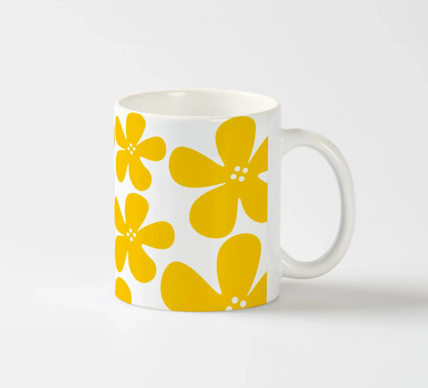 Yellow flowers pattern ceramic mug by baobabprintstore