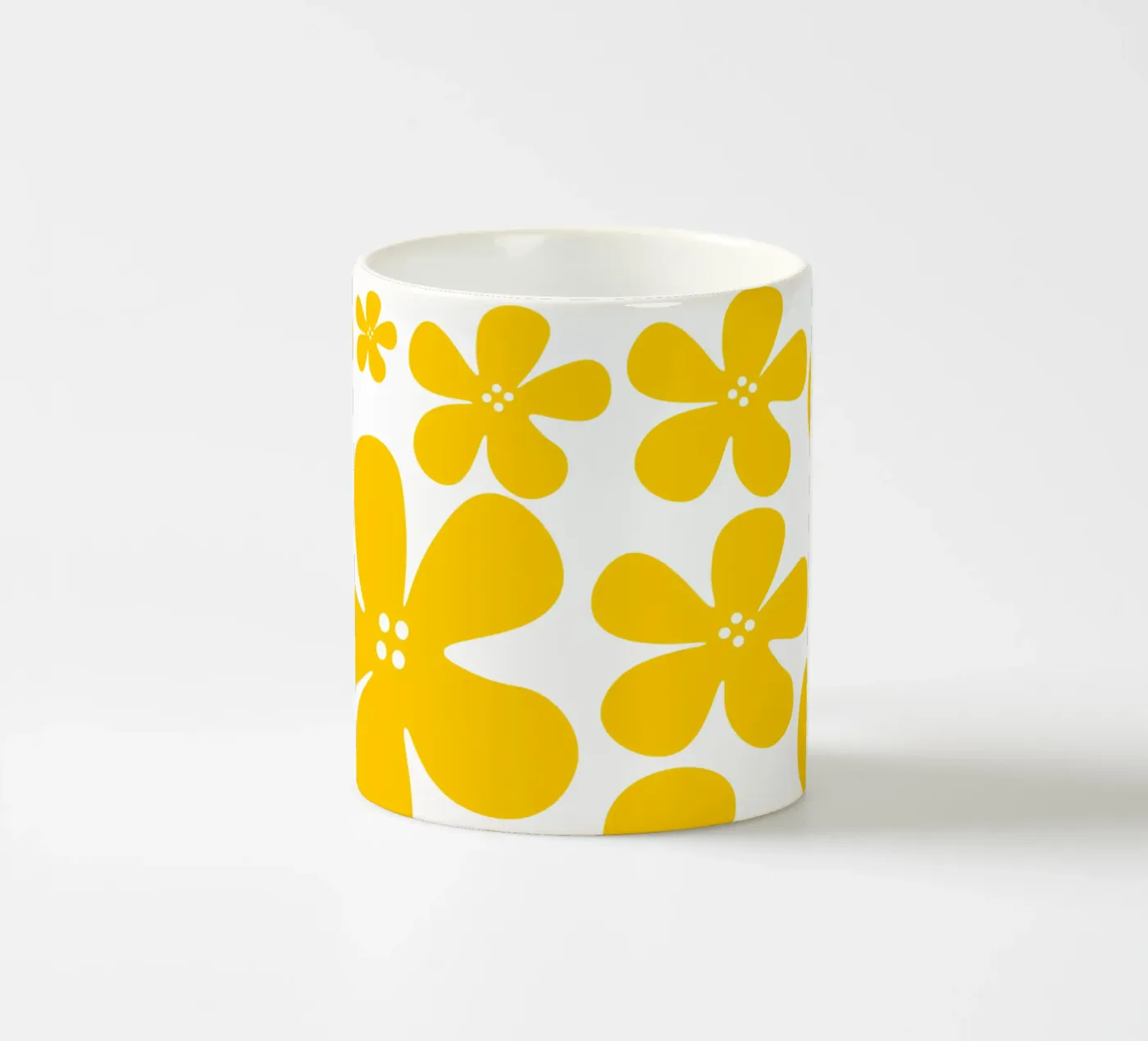 Yellow flowers pattern ceramic mug by baobabprintstore