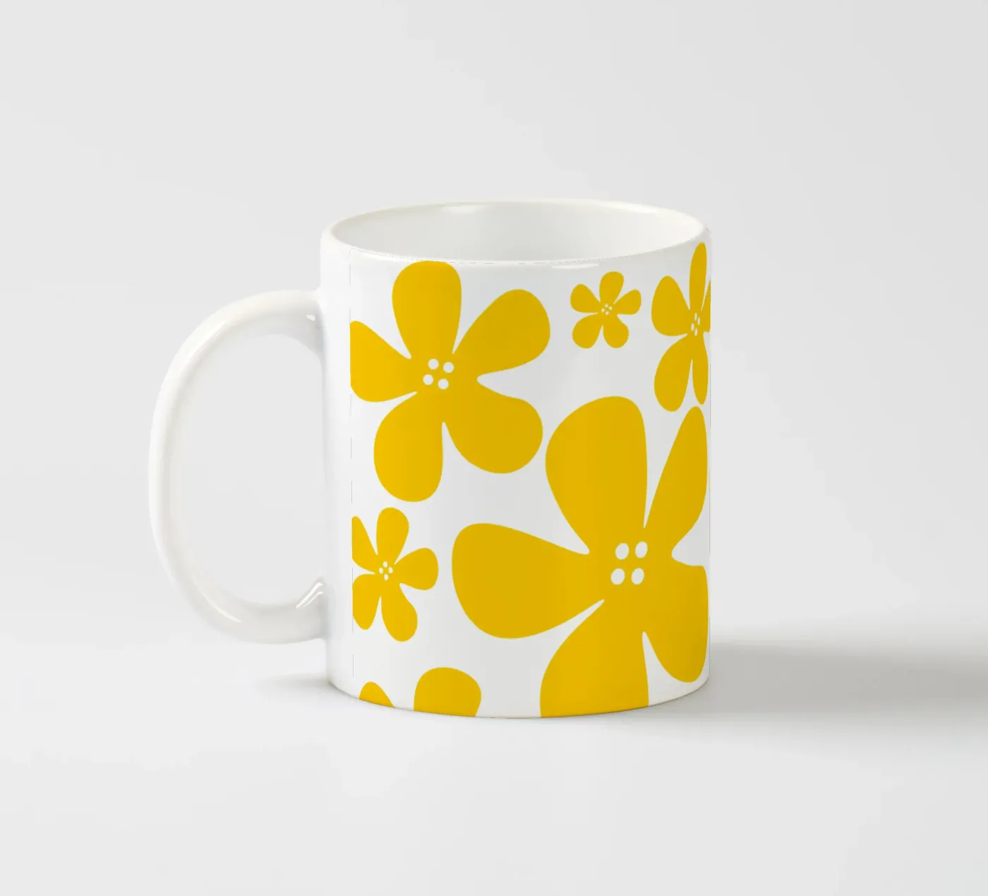 Yellow flowers pattern ceramic mug by baobabprintstore