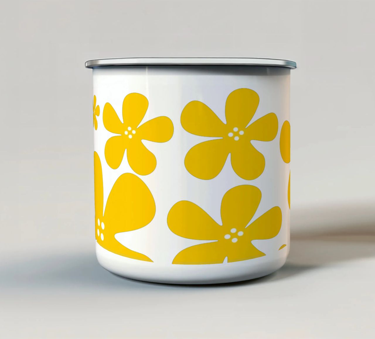 Yellow flowers pattern tazza in smalto da baobabprintstore