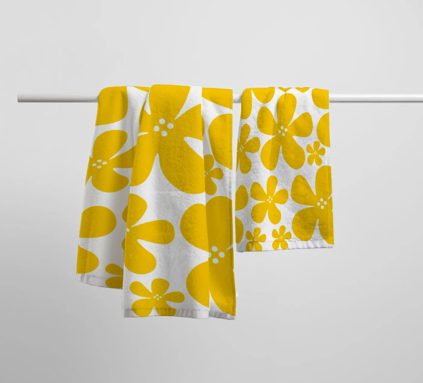 Yellow flowers pattern towel by baobabprintstore