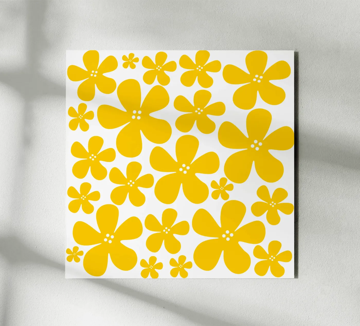Yellow flowers pattern pannello forex da baobabprintstore