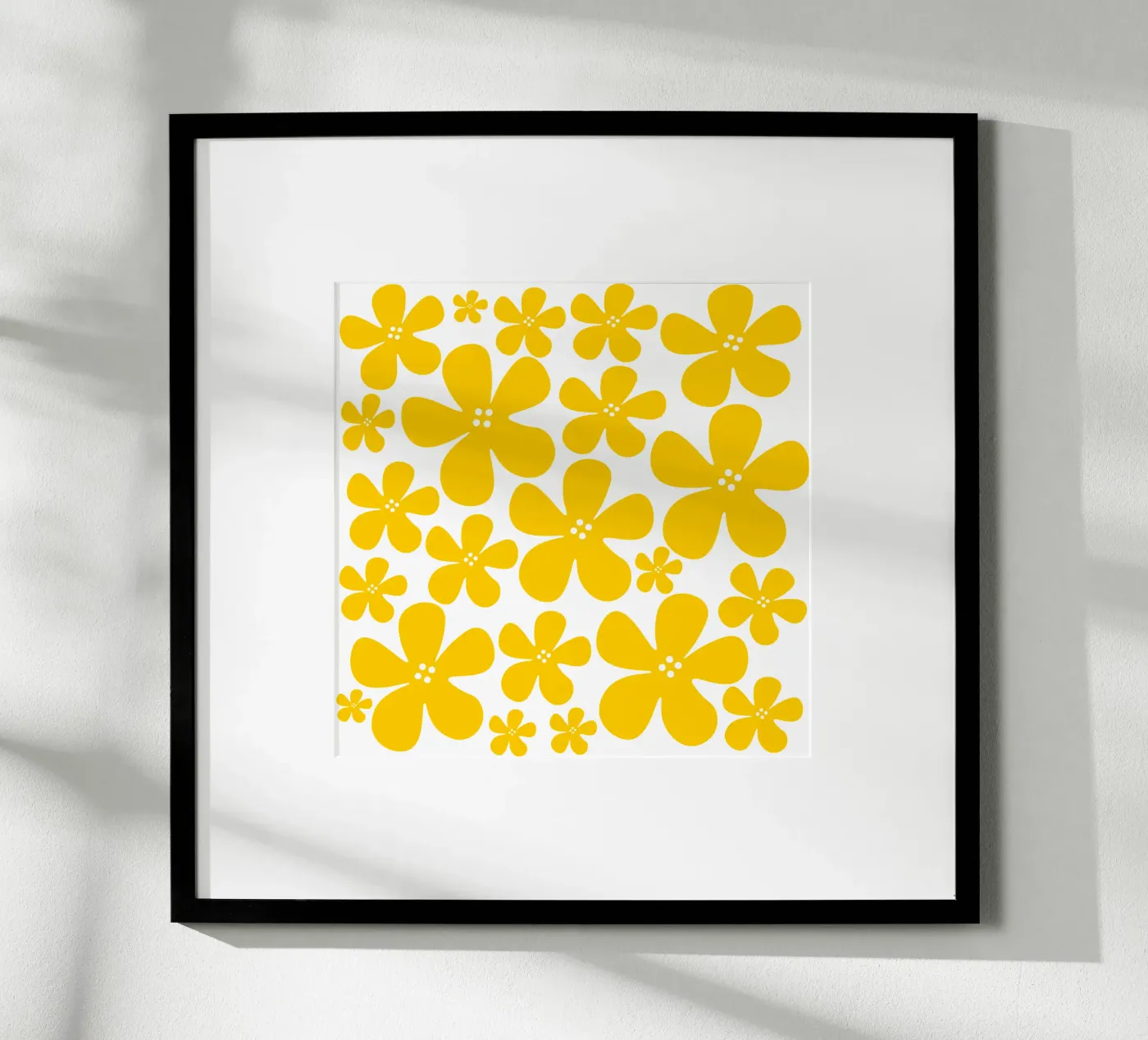 Yellow flowers pattern Poster von baobabprintstore
