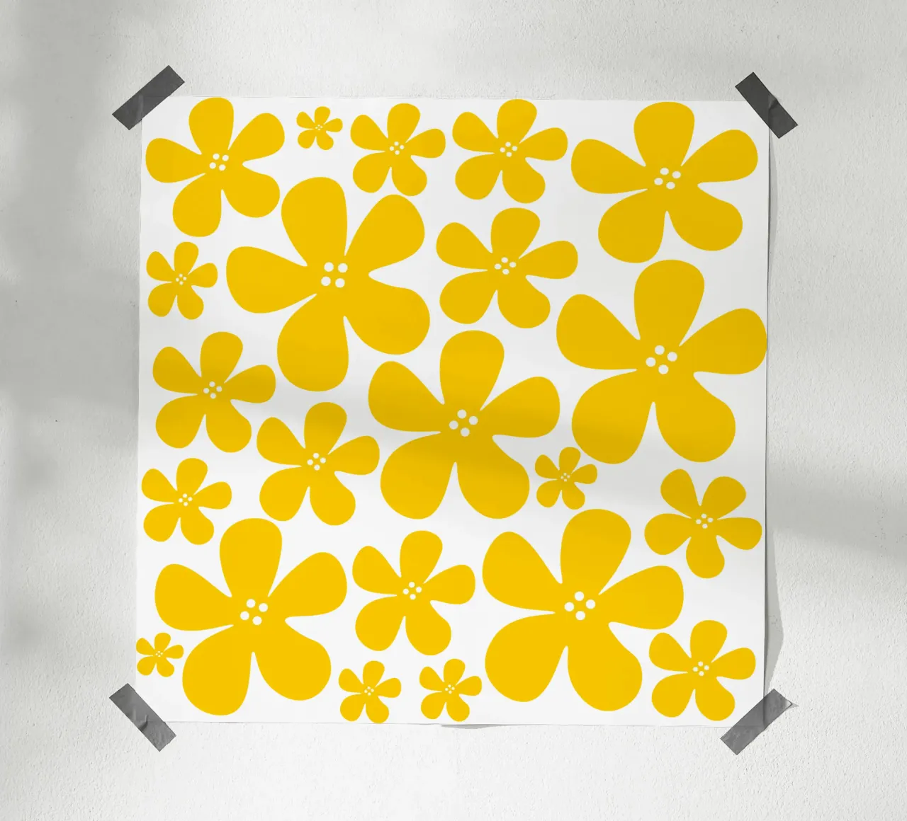 Yellow flowers pattern poster da baobabprintstore