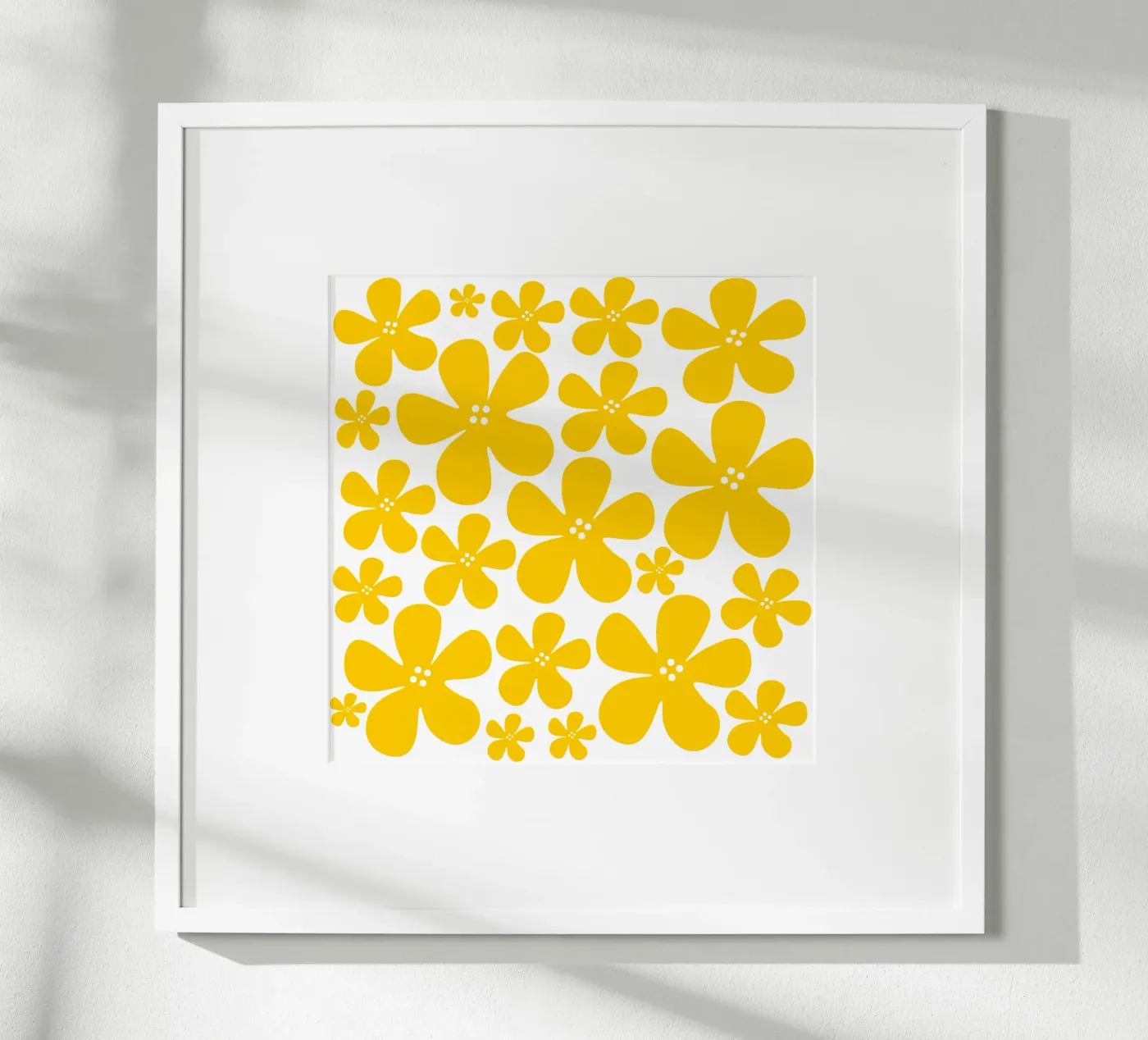Yellow flowers pattern Poster von baobabprintstore