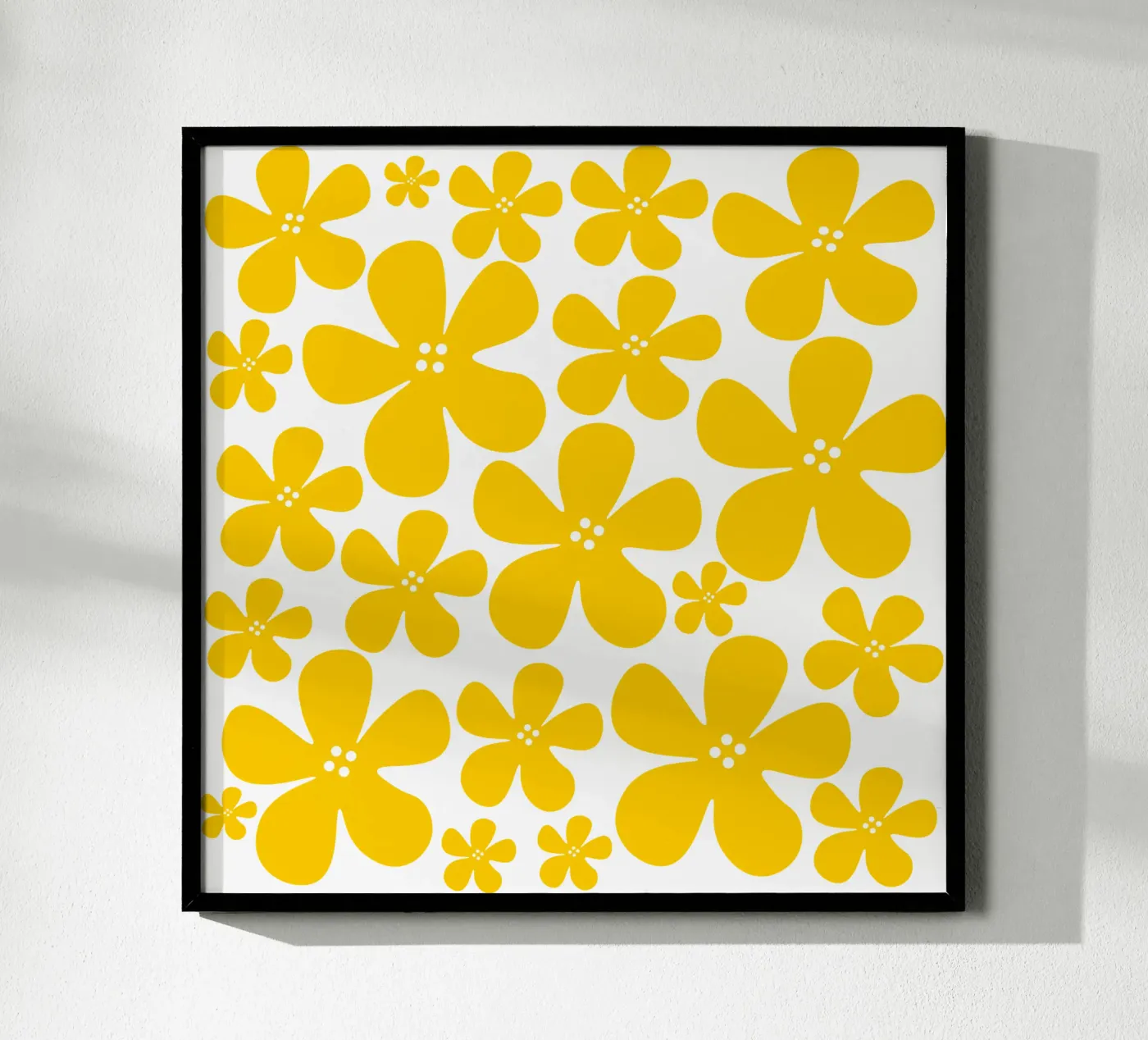 Yellow flowers pattern Poster von baobabprintstore