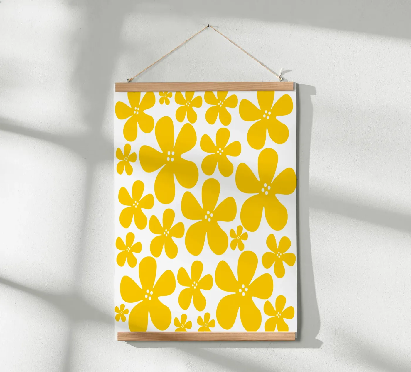 Yellow flowers pattern Poster von baobabprintstore