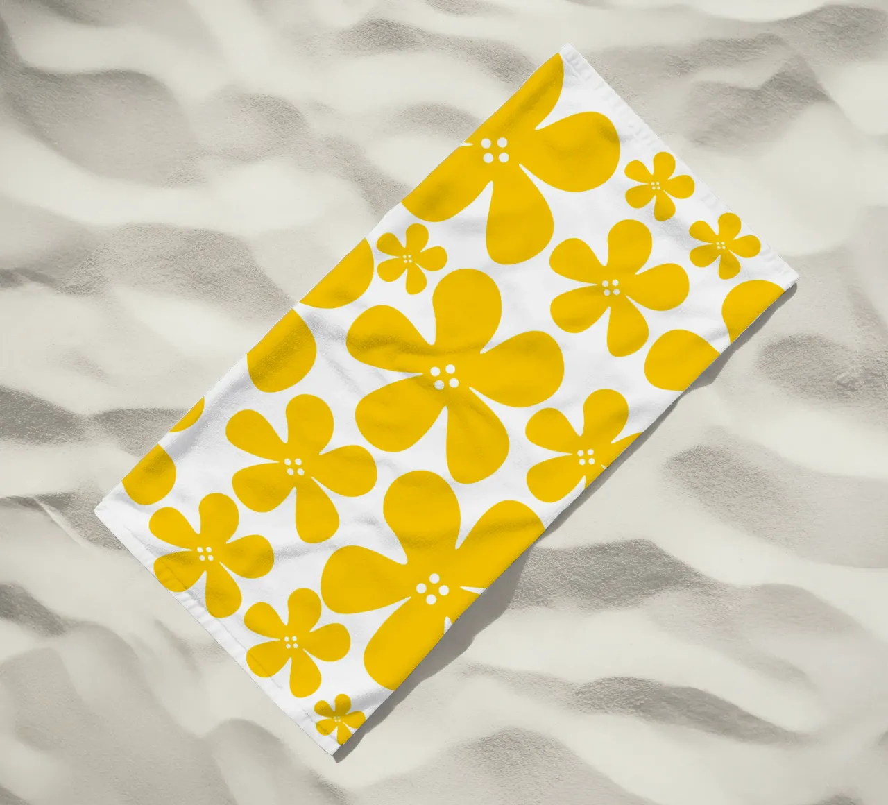 Yellow flowers pattern telo mare da baobabprintstore