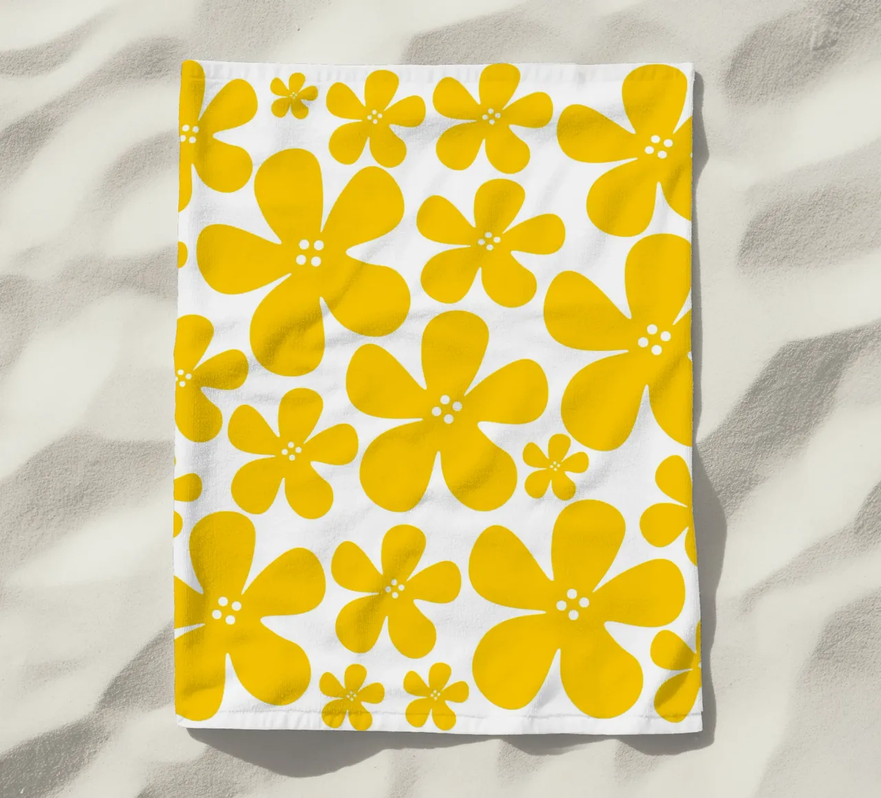 Yellow flowers pattern telo mare da baobabprintstore