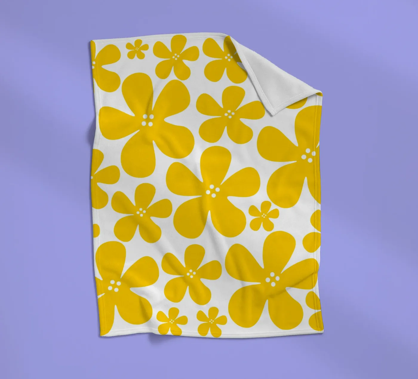 Yellow flowers pattern fleecedeken van baobabprintstore