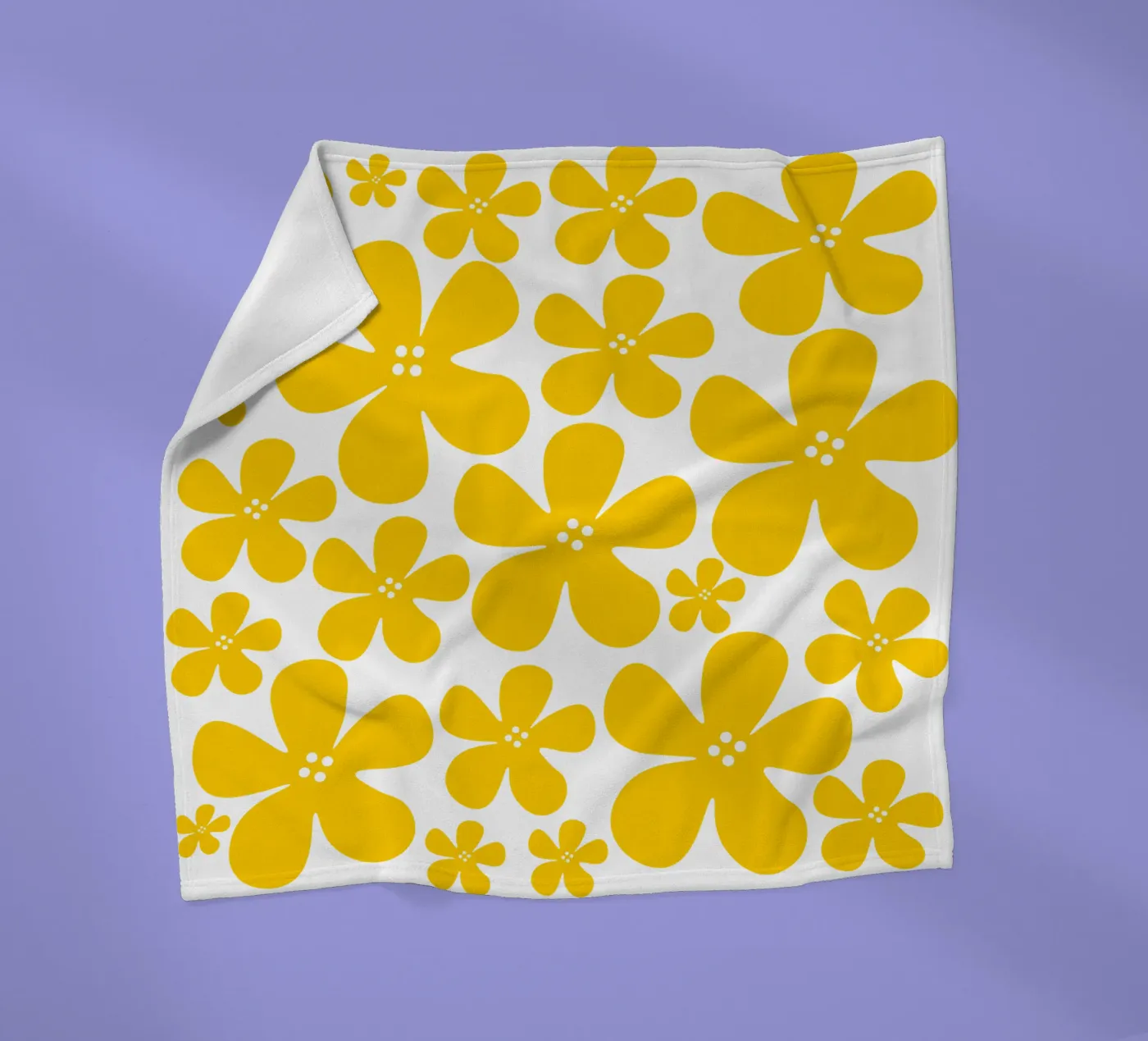 Yellow flowers pattern fleecedeken van baobabprintstore