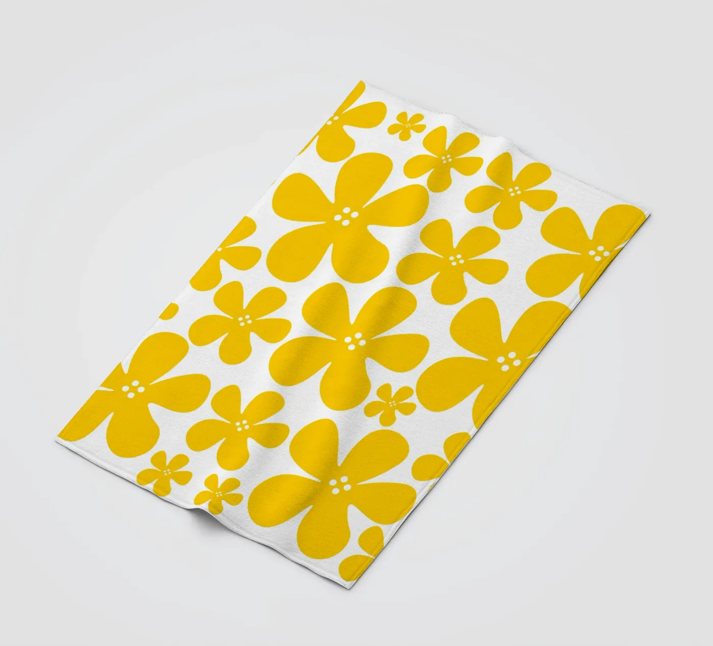 Yellow flowers pattern fleecedeken van baobabprintstore