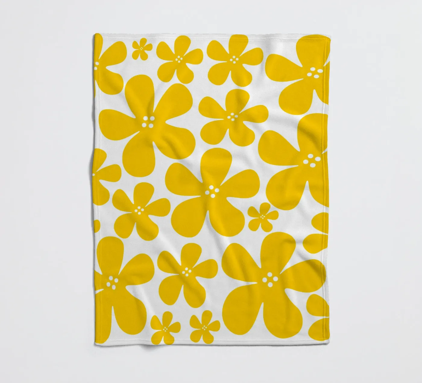 Yellow flowers pattern fleecedeken van baobabprintstore