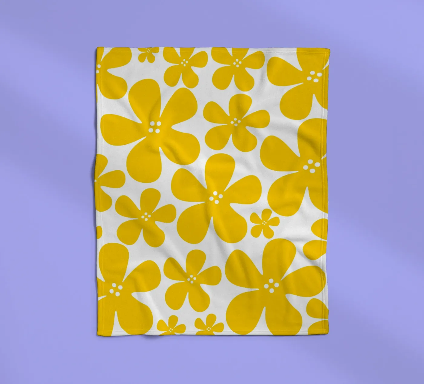 Yellow flowers pattern fleecedeken van baobabprintstore