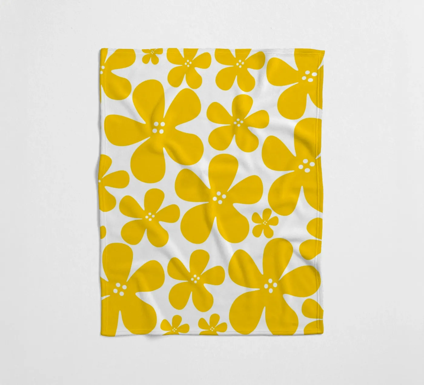 Yellow flowers pattern fleecedeken van baobabprintstore