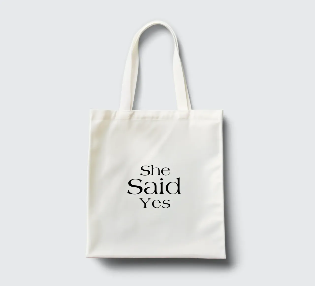 Sie hat Ja gesagt Typografie Einfach Jutebeutel von YV TYPOGRAPHY