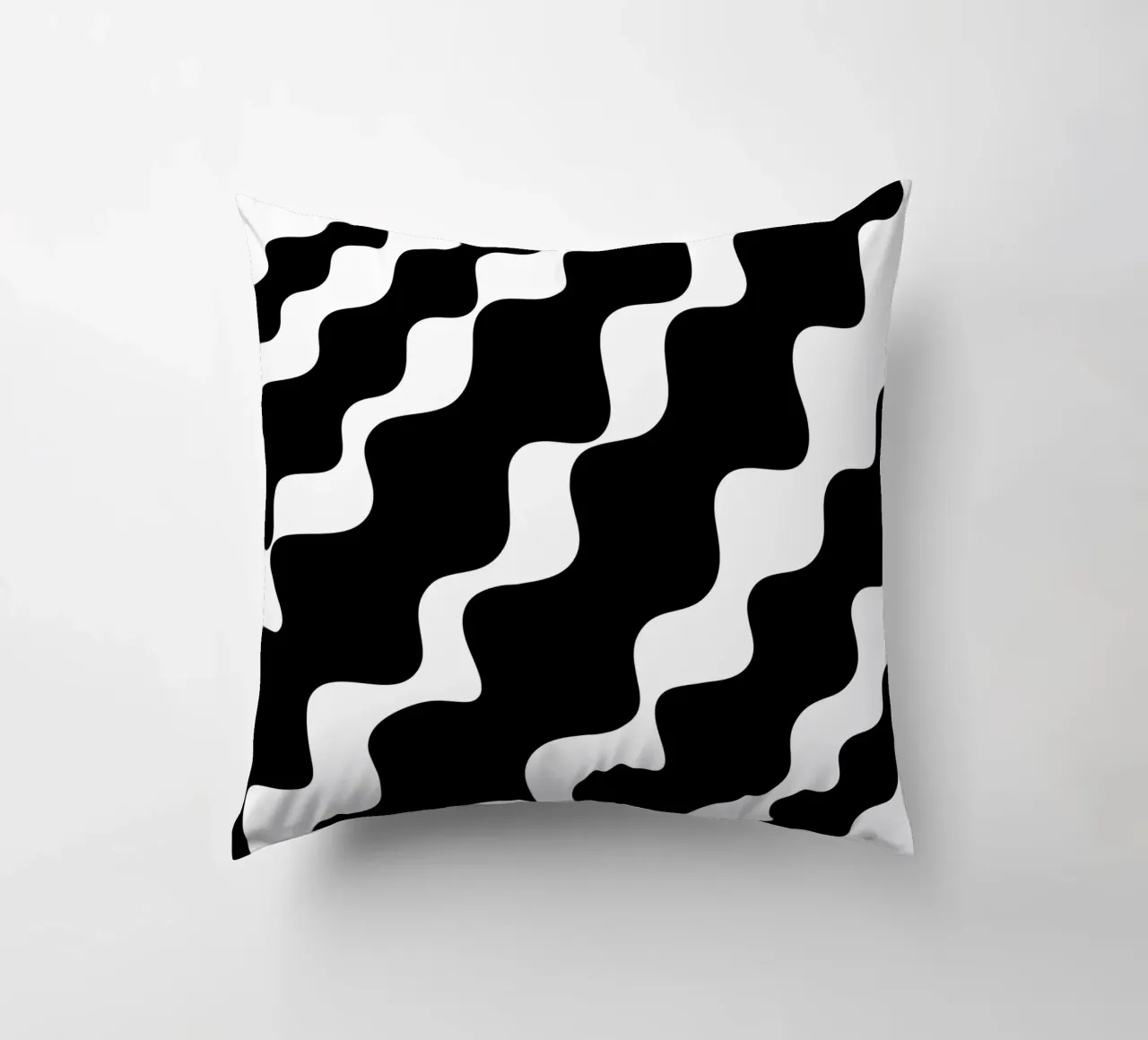 Black slanting waves cuscino da baobabprintstore