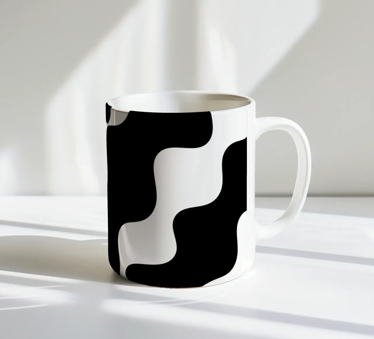 Black slanting waves tazza in ceramica da baobabprintstore