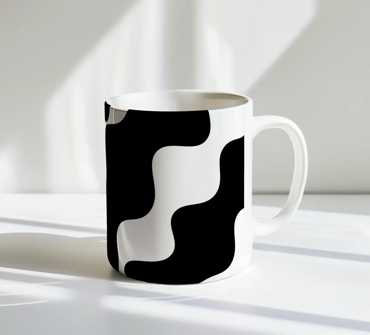 Black slanting waves ceramic mug by baobabprintstore