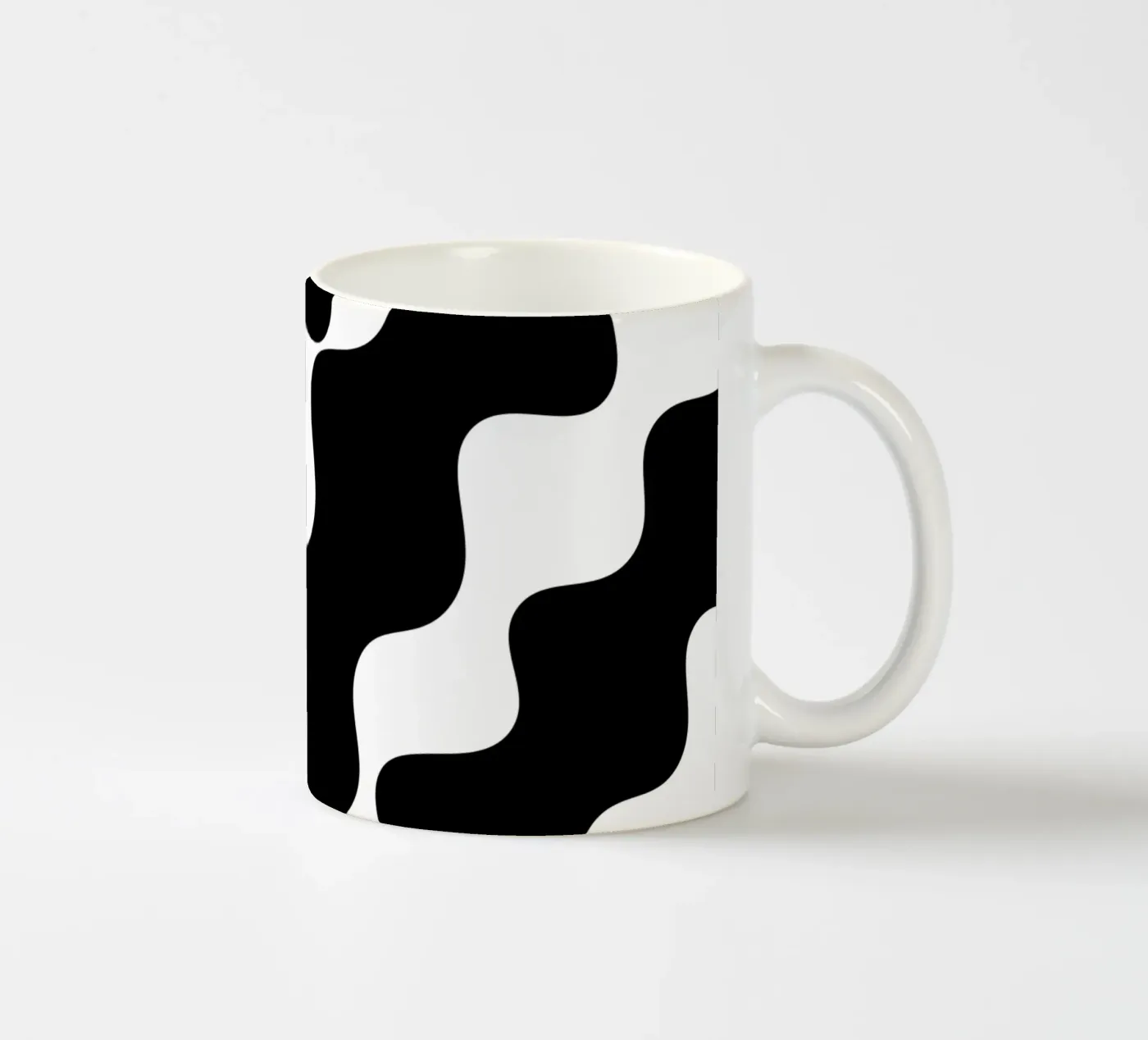 Black slanting waves ceramic mug by baobabprintstore