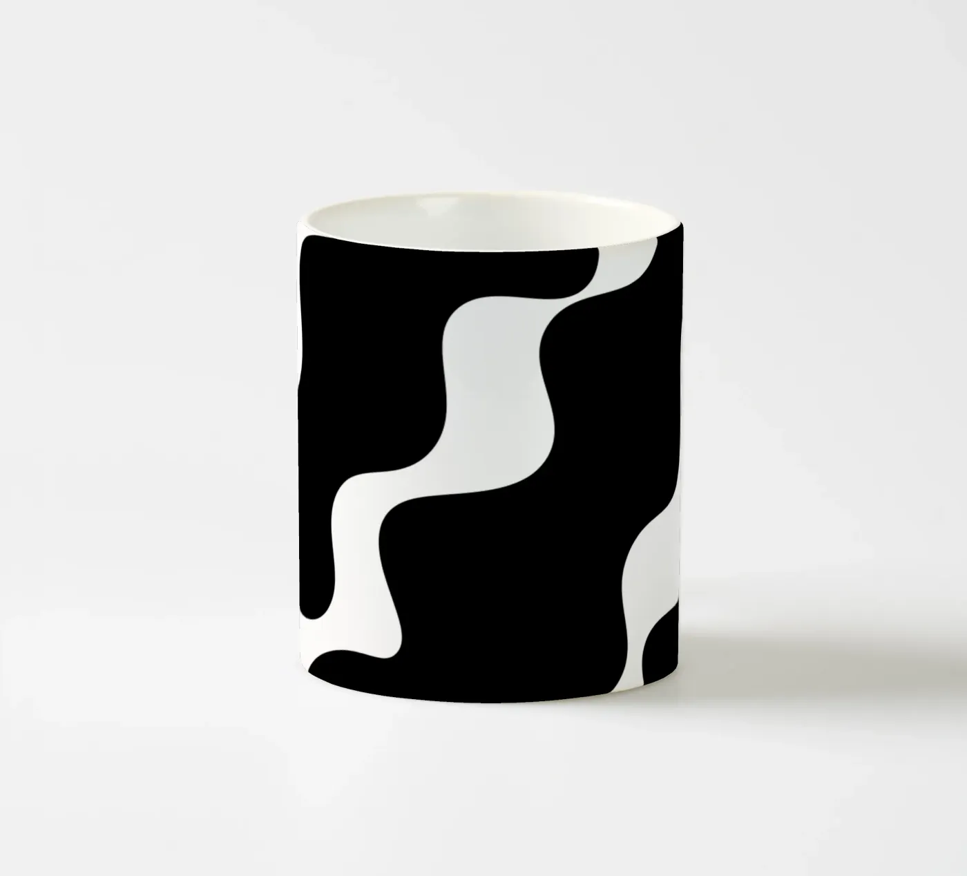 Black slanting waves ceramic mug by baobabprintstore