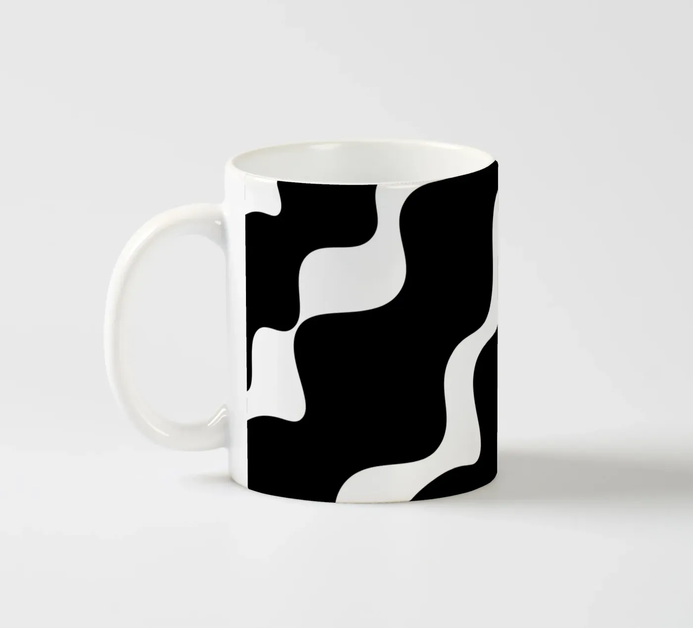 Black slanting waves ceramic mug by baobabprintstore