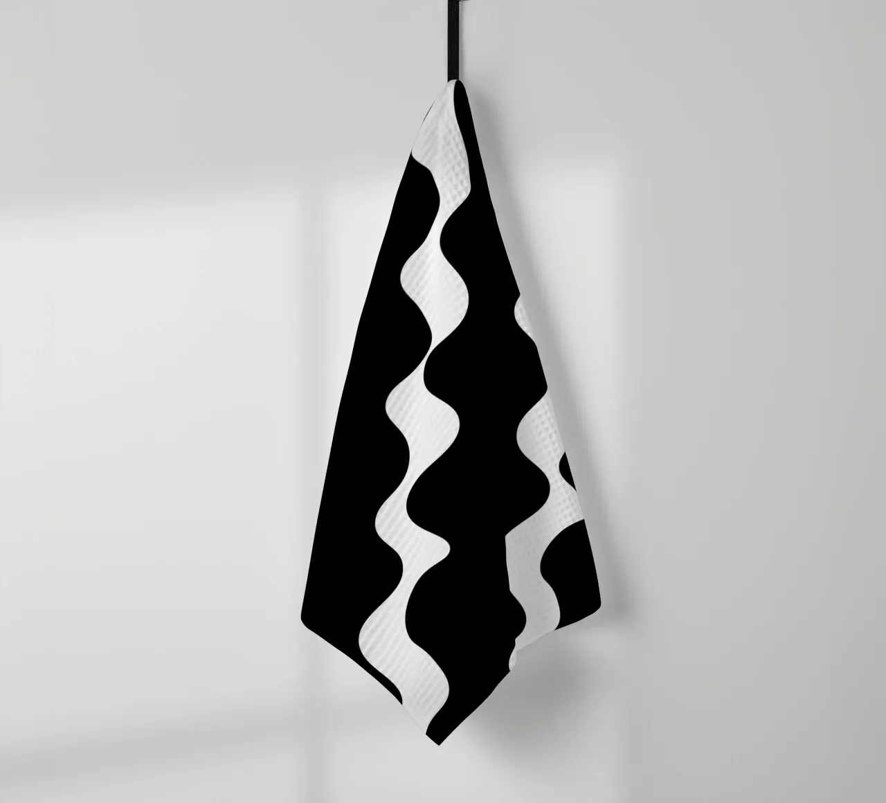 Black slanting waves canovaccio da cucina da baobabprintstore
