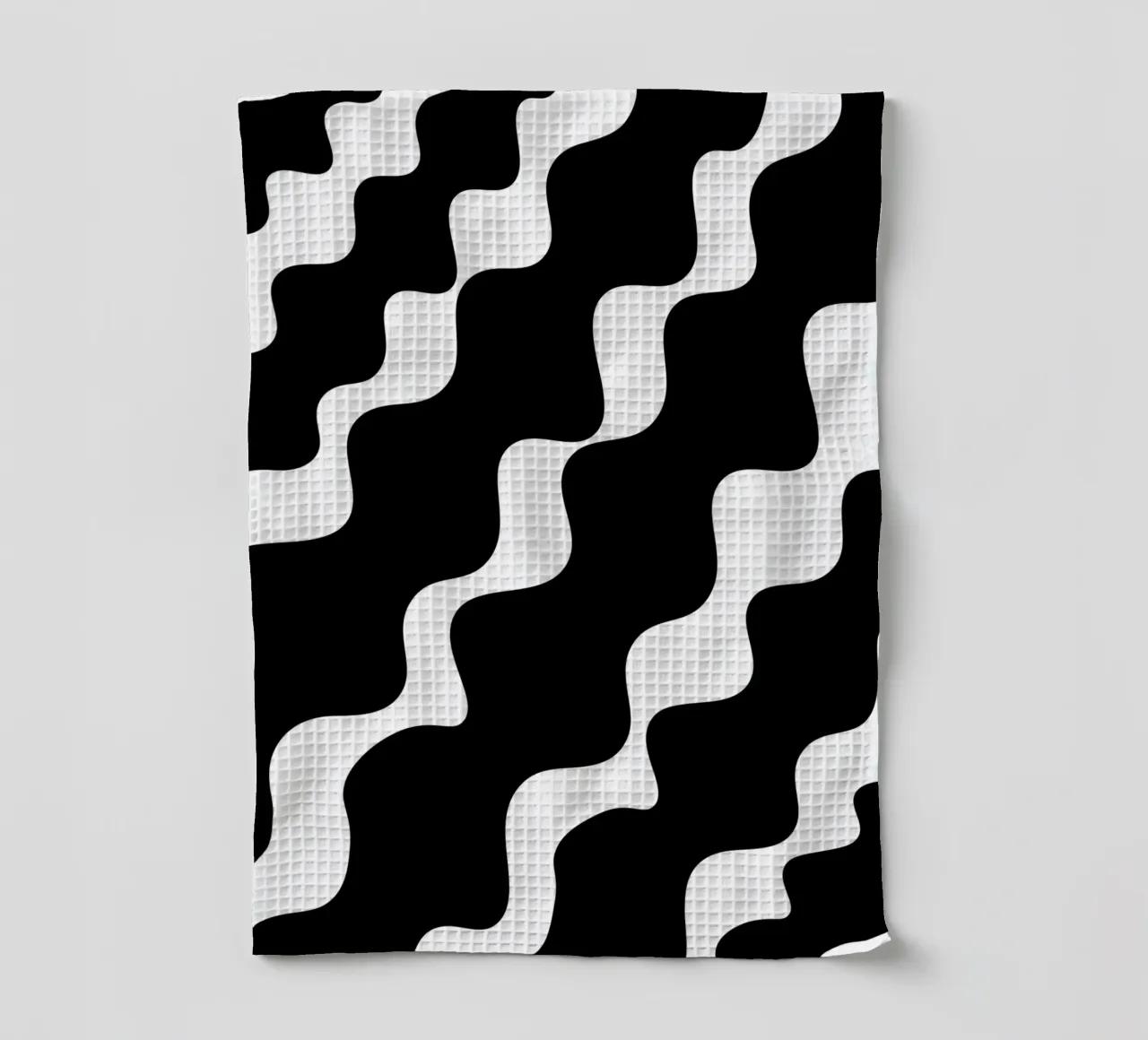 Black slanting waves canovaccio da cucina da baobabprintstore