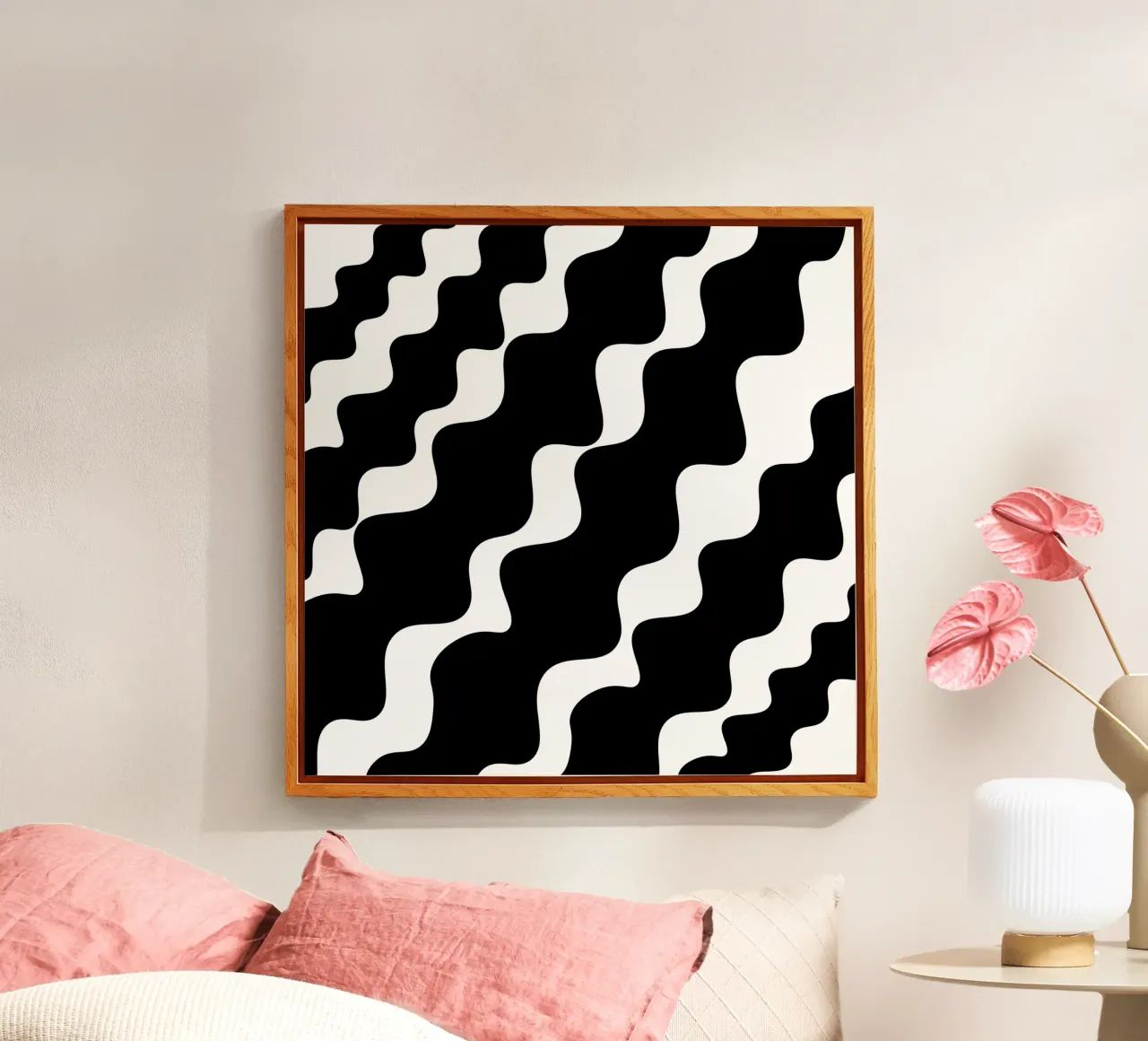 Black slanting waves plexiglass da baobabprintstore