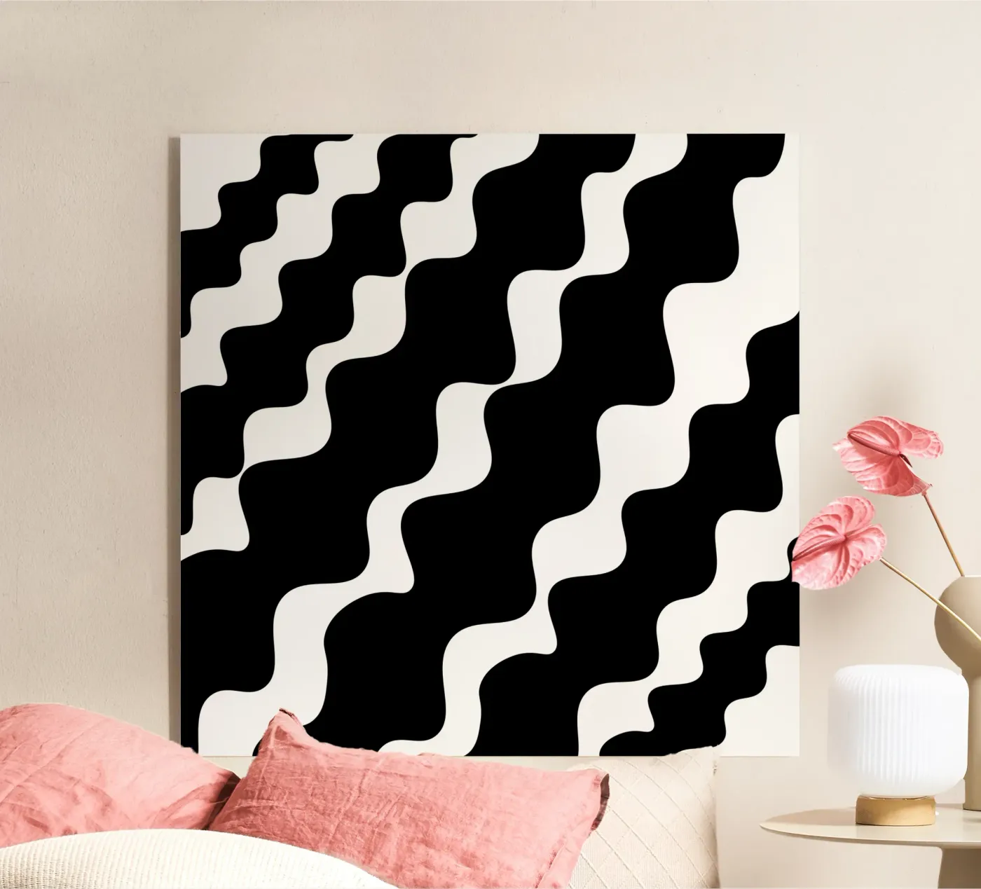 Black slanting waves plexiglas de baobabprintstore