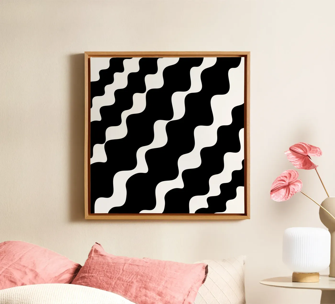 Black slanting waves tela da baobabprintstore