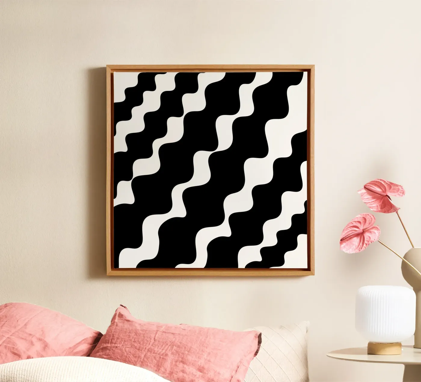 Black slanting waves tela da baobabprintstore