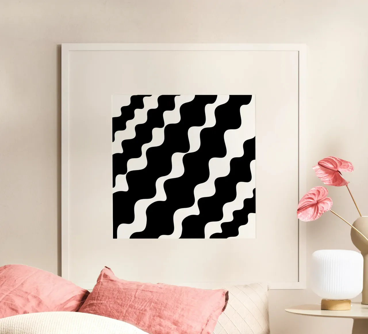 Black slanting waves poster da baobabprintstore