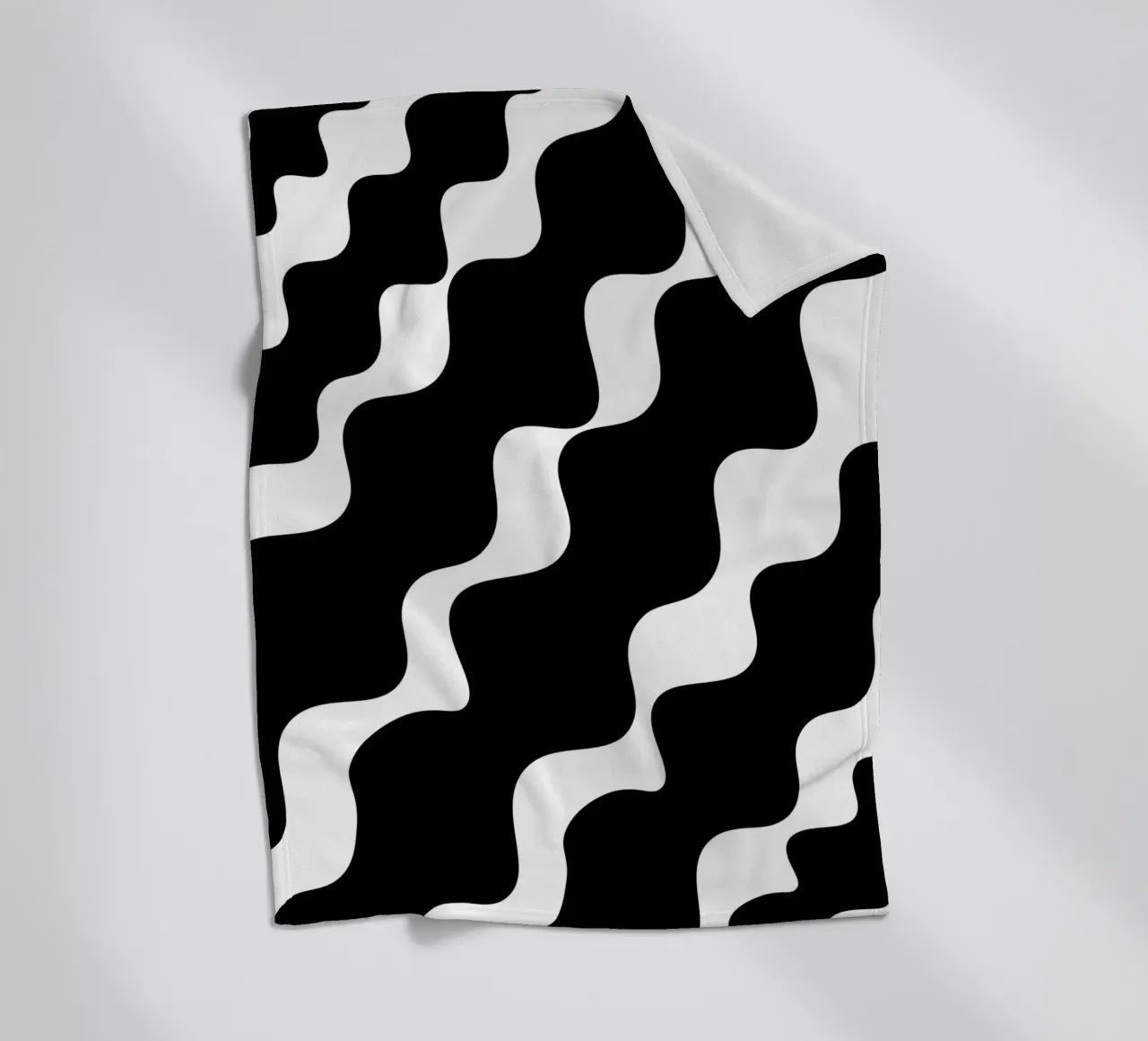 Black slanting waves coperta in pile da baobabprintstore