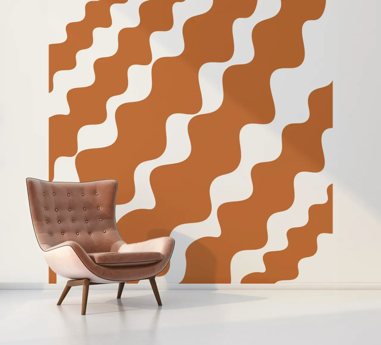 Brown slanting waves fotobehang van baobabprintstore