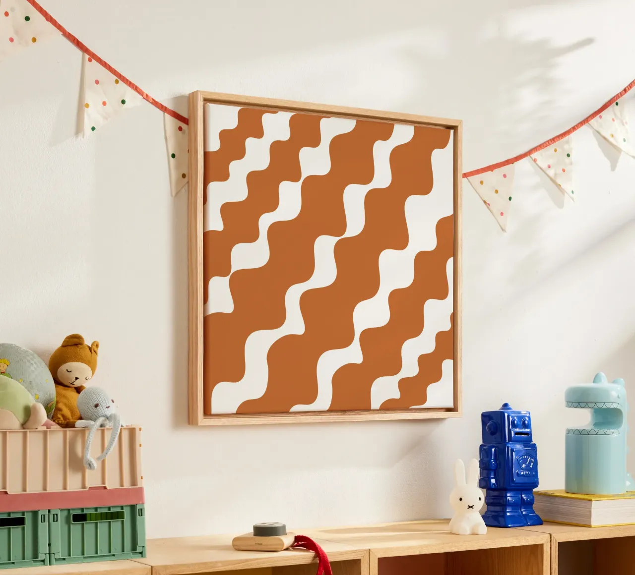 Brown slanting waves tela con Cornice a cassetta da baobabprintstore