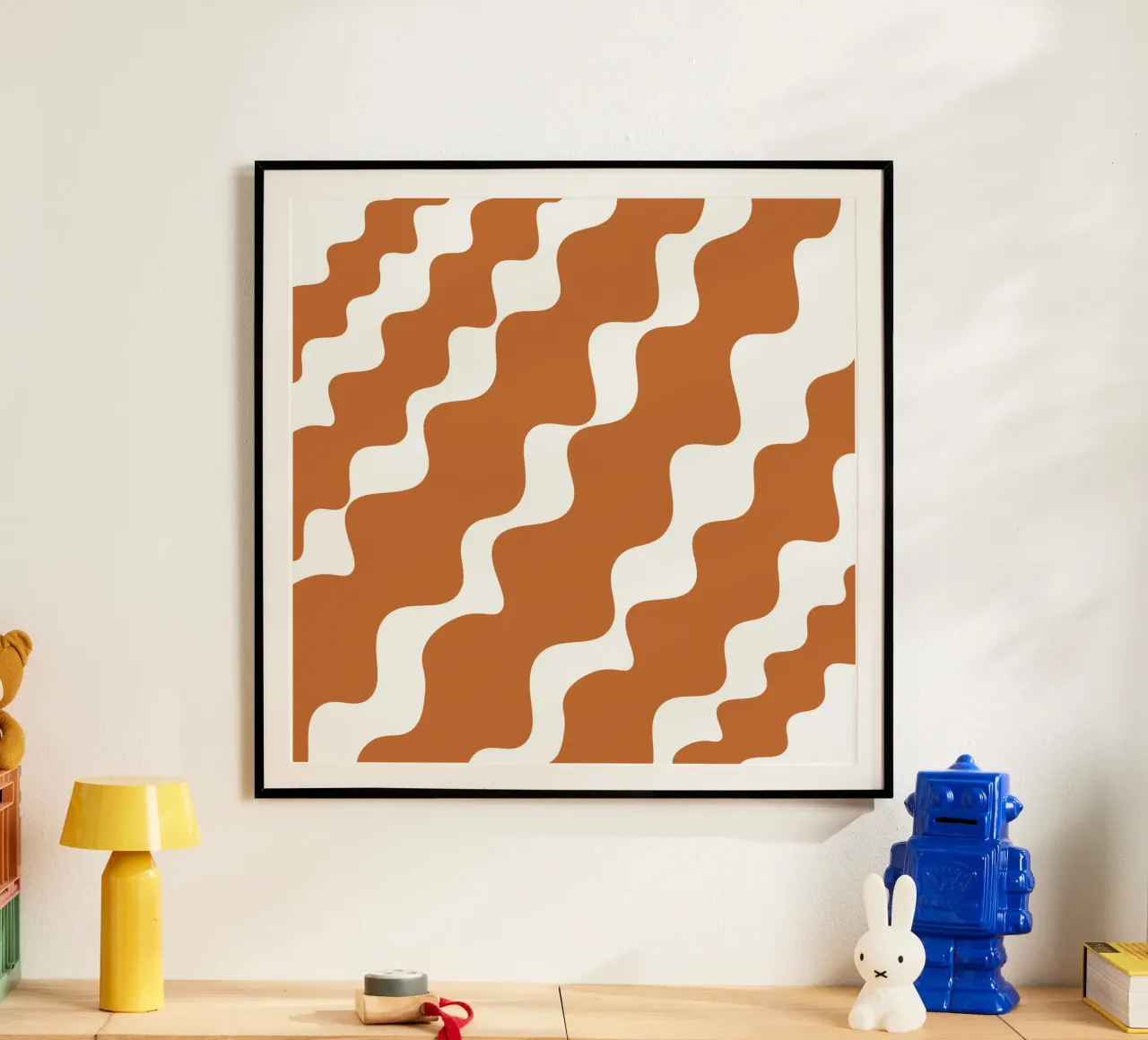 Brown slanting waves poster by baobabprintstore